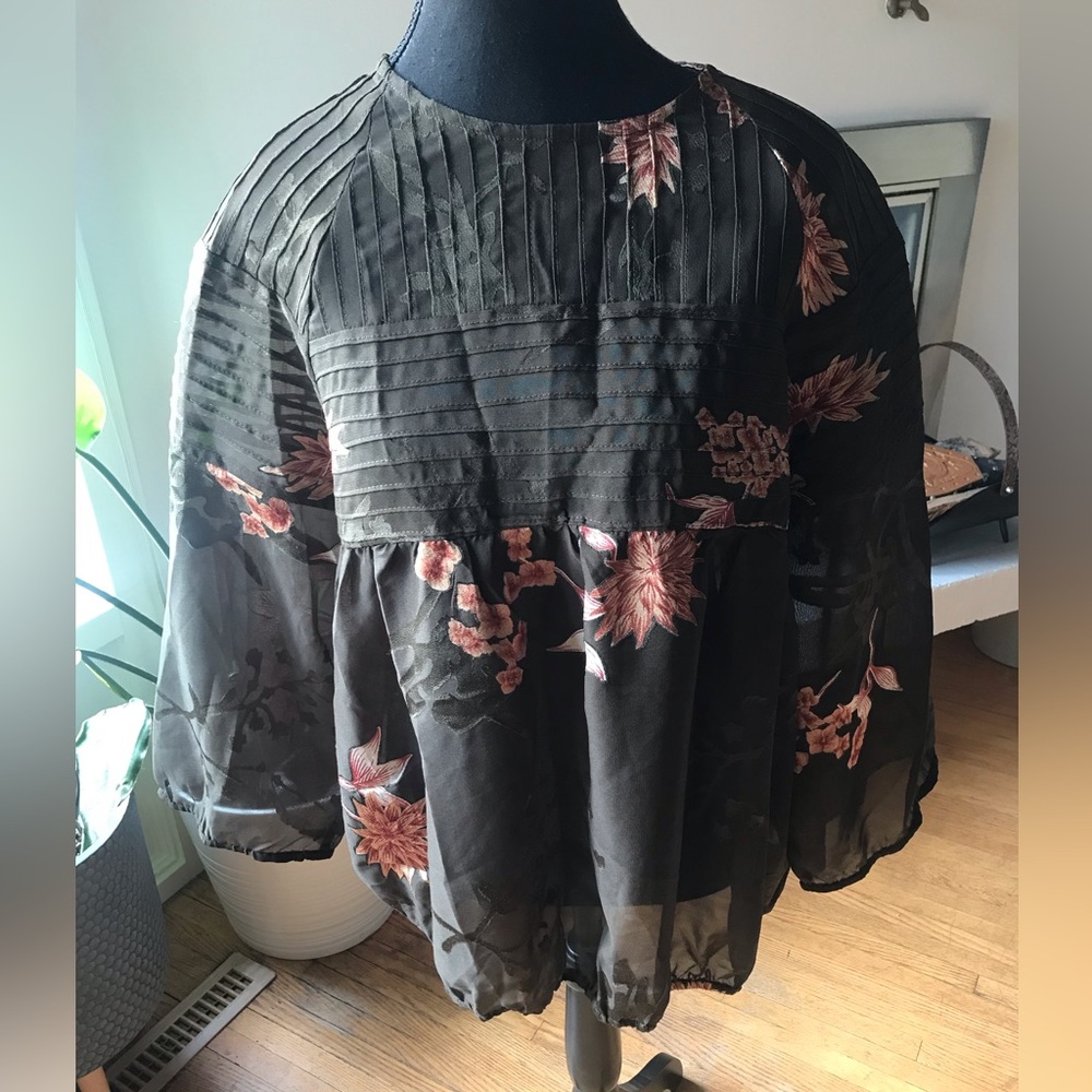 Anthropologie One Fine Day Sheer Floral Top